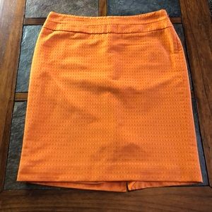 The Limited orange Swiss dot skirt